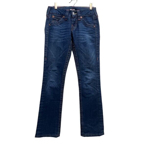 Y2K Vintage True Religion Billy Jeans Mid Rise Straight Leg Dark Blue 24 MINT - Picture 2 of 11